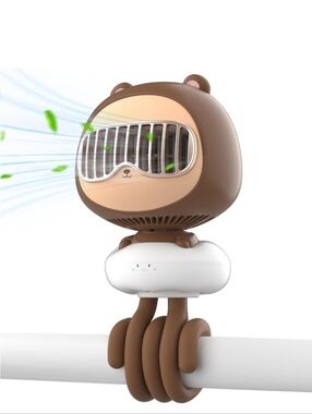 Cute Bear Clip-On Fan in Brown and White